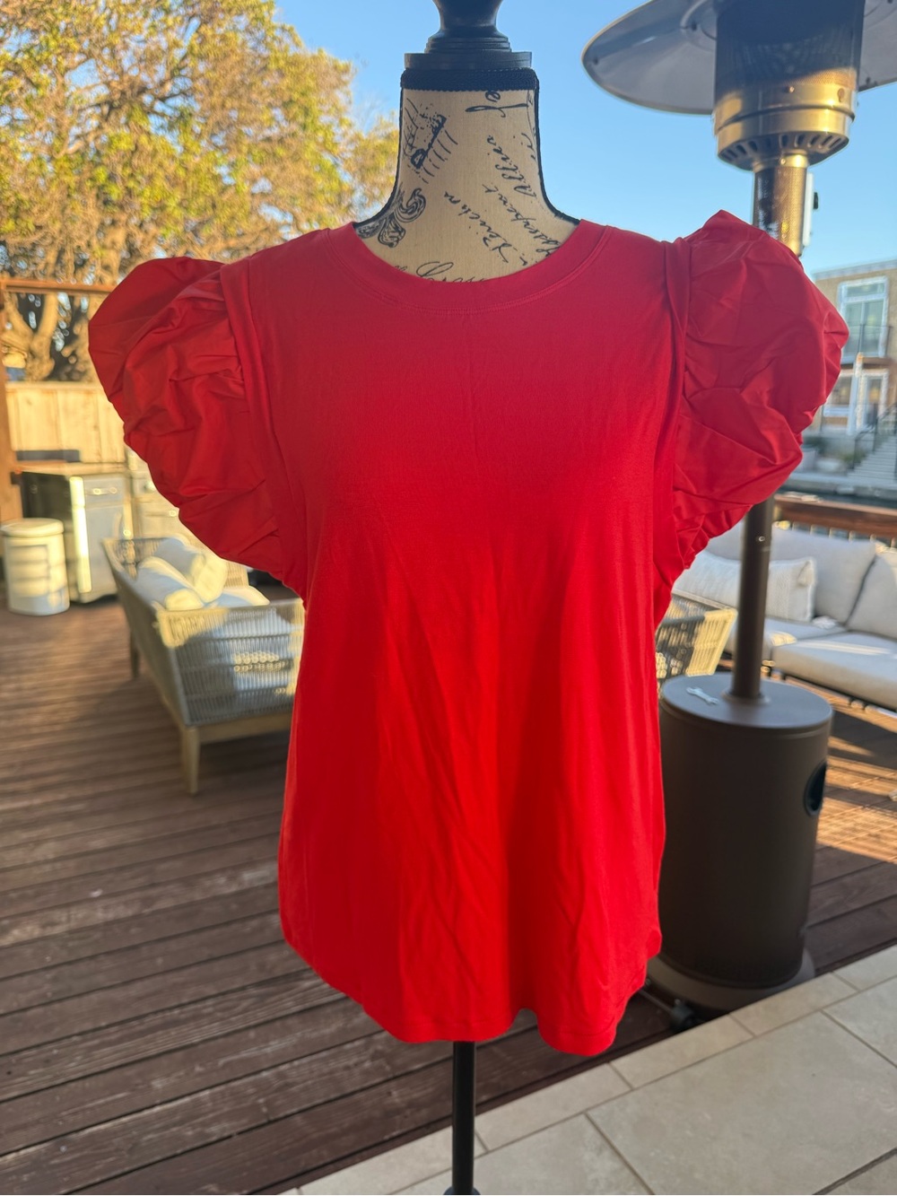 Patrizia Luca Bright Red Ruffle Sleeve Tank Top